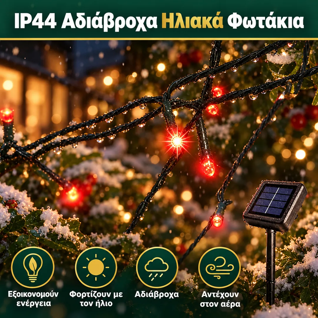IP44 αδιάβροχα ηλιακά χριστουγεννιάτικα λαμπάκια σε δέντρο